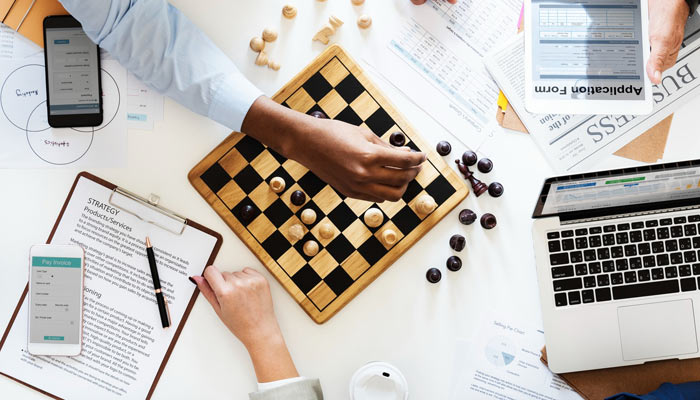 Strategic IP management for startups (chess board)