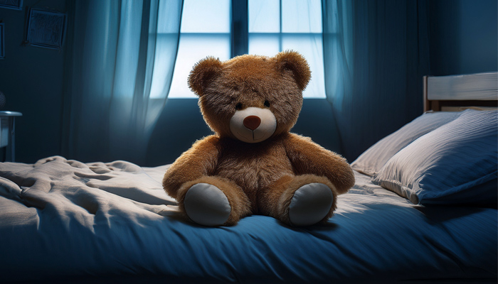 pediatric death, teddy bear alone